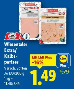 Lidl Wiesentaler extra/ kalbs- pariser Angebot
