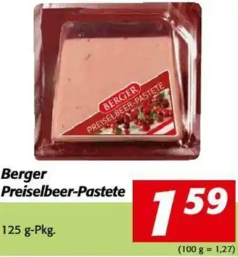Nah&Frisch Berger Preiselbeer-Pastete 125g Angebot