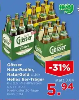 Unimarkt Gösser NaturRadler, NaturGold oder Helles 6er-Träger Angebot