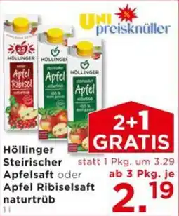 Unimarkt Höllinger Steirischer Apfelsaft oder Apfel Ribiselsaft naturtrüb Angebot