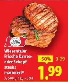 Lidl WIESENTALER Frische Karree- oder Schopfsteaks mariniert Angebot