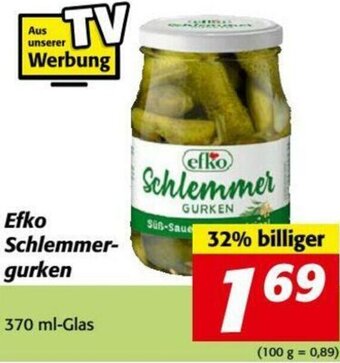 Nah&Frisch Efko Schlemmer-Gurken 370 ml Angebot
