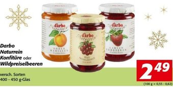 Nah&Frisch Darbo Naturrein Konfitüren Oder Wildpreiselbeeren 400-450g Angebot