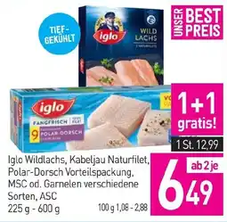 Sutterlüty Iglo wildlachs, kabeljau naturfilet, polar-dorsch vorteilspackung, msc od. garnelen verschiedene Angebot
