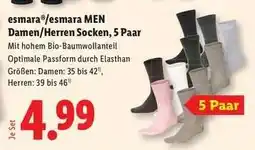Lidl esmara /esmara MEN Damen/Herren Socken, 5 Paar Angebot