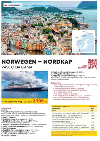Billa Reisen Norwegen nordkap vasco da gama Angebot