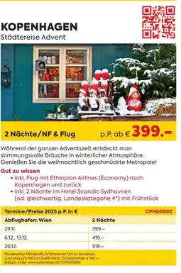 Billa Reisen Kopenhagen städtereise advent Angebot