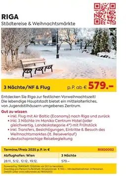 Billa Reisen Riga städtereise & weihnachtsmärkte Angebot