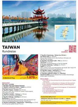 Billa Reisen Taiwan rundreise Angebot