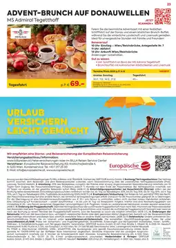 Billa Reisen Advent-brunch auf donauwellen ms admiral tegetthoff Angebot