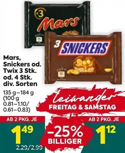 Billa Corso Mars, Snickers od. Twix Angebot