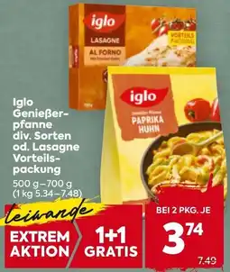 Billa Corso Iglo Genießer- pfanne od. Lasagne Vorteils Angebot