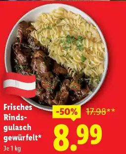 Lidl Frisches Rinds- gulasch gewürfelt Angebot