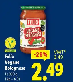 Lidl Felix vegane bolognese Angebot