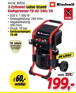 Zgonc Art.nr. 80535 2-zylinder-leise-stand kompressor te-ac 240/24 Angebot