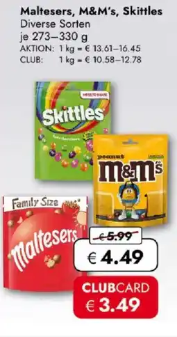 Travel FREE Maltesers, M&M's, Skittles Angebot