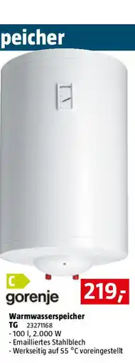 Bauhaus Gorenje warmwasserspeicher Angebot