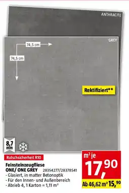 Bauhaus Feinsteinzeugfliese one/one grey Angebot