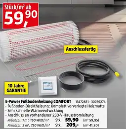 Bauhaus E-power fußbodenheizung comfort Angebot