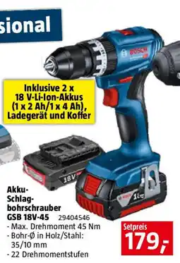 Bauhaus Akku schlag bohrschrauber gsb 18v-45 Angebot
