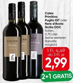 Spar Caleo Primitivo Puglia IGT oder Nero d'Avola Sicilia DOC Angebot