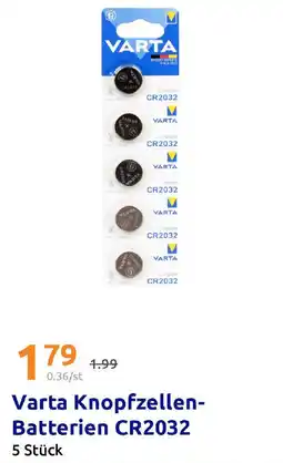 Action Varta Knopfzellen- Batterien CR2032 Angebot