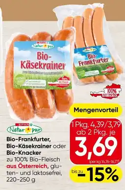 Spar Bio-Frankfurter, Bio-Käsekrainer oder Bio-Knacker Angebot