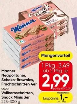 Spar Manner Neapolitaner, Schoko-Brownies Fruchtschnitten 4er oder Vollkornschnitten Snack Minis 3er Angebot