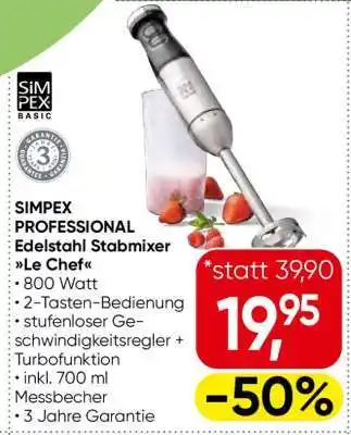Eurospar SIMPEX Professional Edelstahl-Stabmixer Le Chef Angebot