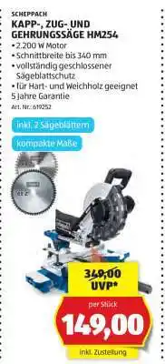 Hofer SCHEPPACH KAPP-, ZUG- UND GEHRUNGSSÄGE HM254 Angebot