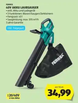 Hofer 40V AKKU LAUBSAUGER Angebot