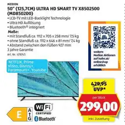 Hofer 50“ (125,7CM) ULTRA HD SMART TV X8502500 (MDB50200) Angebot
