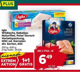 Billa iglo Wildlachs, Kabeljau Naturfilet, Polar-Dorsch Vorteilspackung, Angebot