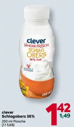 Billa clever Schlagobers 36% Angebot