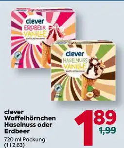 Billa Clever waffelhörnchen haselnuss oder erdbeer Angebot
