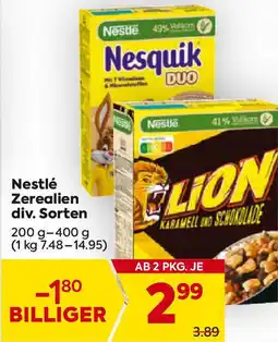 Billa Nestlé zerealien div. sorten Angebot