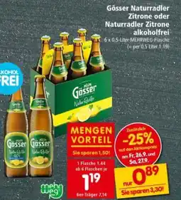 Interspar Gösser naturradler zitrone oder naturradler zitrone alkoholfrei Angebot