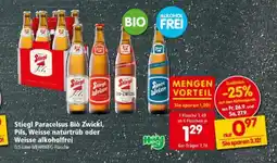 Interspar Stiegl Paracelsus Bio Zwickl, Pils, Weisse naturtrüb oder Weisse alkoholfrei Angebot
