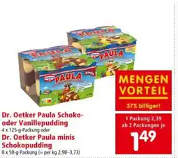 Interspar Dr. oetker paula schoko- oder vanillepudding dr. oetker paula minis schokopudding Angebot