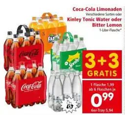 Interspar Coca-cola limonaden verschiedene sorten oder kinley tonic water oder bitter lemon Angebot