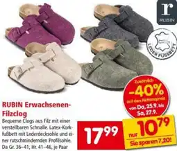 Interspar RUBIN Erwachsenen- Filzclog Angebot