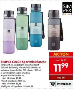 Interspar Simpex color sporttrinkflasche Angebot