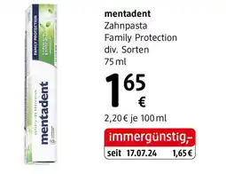 dm Mentadent zahnpasta family protection Angebot