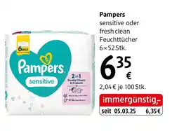dm Pampers sensitive oder fresh clean Feuchttücher Angebot