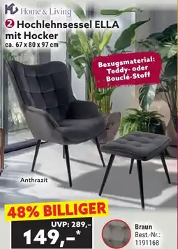 Norma Khome & living hochlehnsessel ella mit hocker Angebot