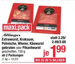 Maximarkt Ablinger extrawurst krakauer polnische wiener, käswurst gebraten oder pikantwurst Angebot