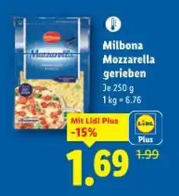 Lidl Milbona Mozzarella gerieben Angebot