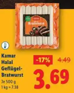 Lidl Kamar Halal Geflügel- Bratwurst Angebot