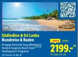 Lidl Südindien & Sri Lanka Rundreise & Baden Angebot