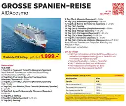 Billa Reisen AIDAcosma Angebot